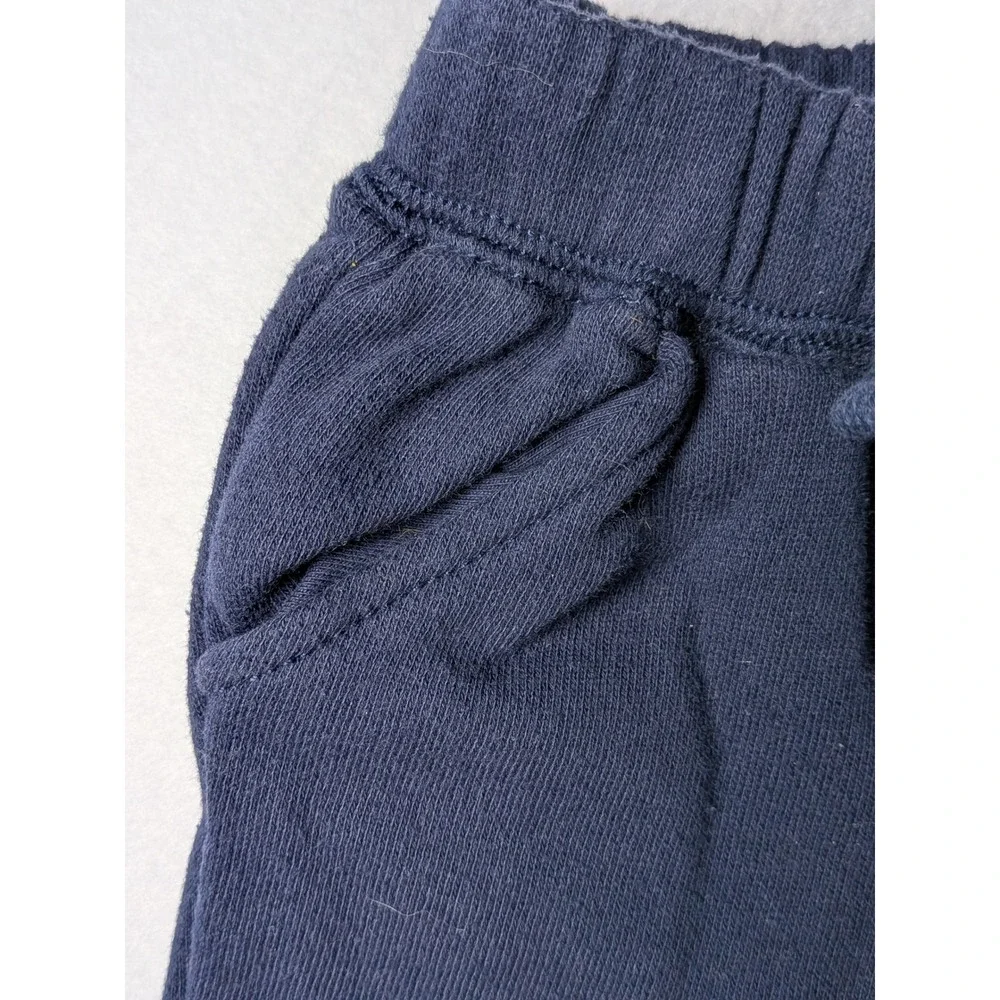 Gymboree Baby Boy Navy Blue Fleece Jogger Pants Striped Cuffs 3-6 Months